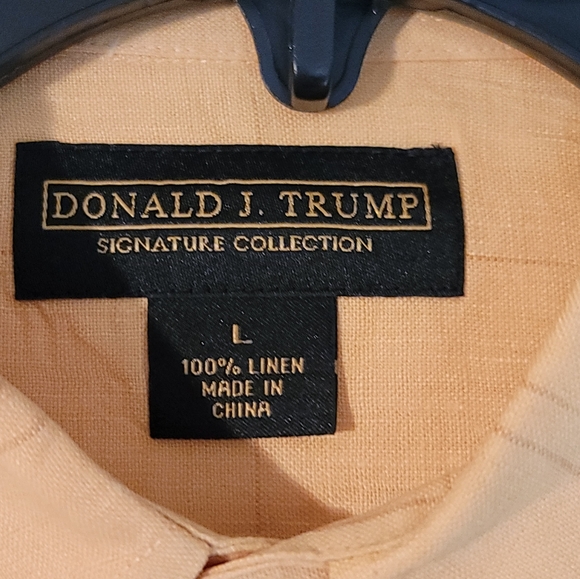 NWOT-Donald J Trump Signature Collection Men's Yellow Plaid Shirt Large - Picture 3 of 5